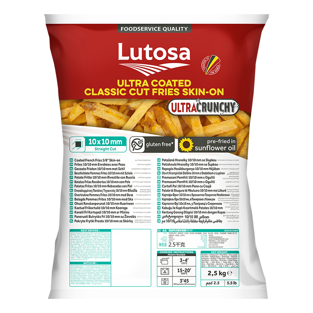 Lutosa Foodservice Coated ULTRACRUNCHY Classic Cut Fries Skin-On 2.5KG